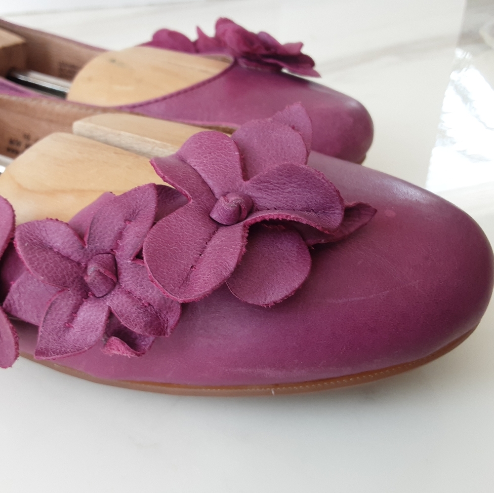 BORN Pink Leather Flower Ballet Flats Sz 10 - Picture 5 of 11